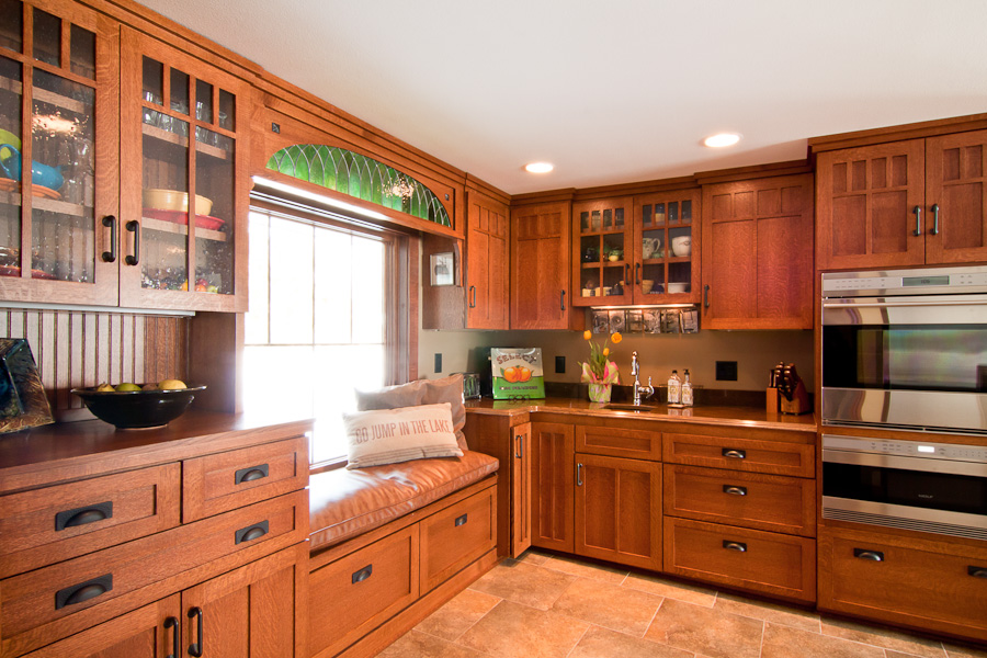 Cozy Seating Area in Kitchen with Custom Cabinetry