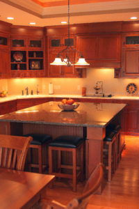 Large Center Island, and Custom Cabinets